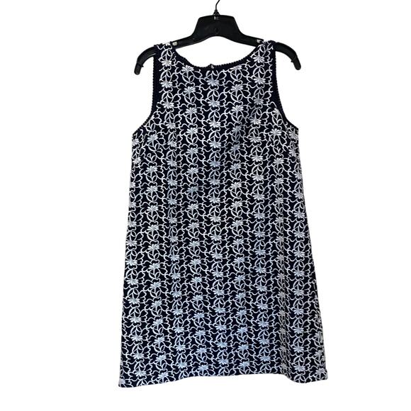 Ann Taylor Black and White Floral Embroidered Sleeveless Shift Dress Size 6 - Picture 1 of 8